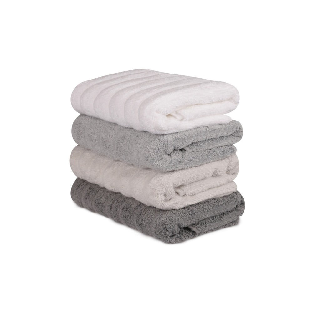 Komplet 4 brązowo-białych ręczników bawełnianych Sofia, 50x90 cm