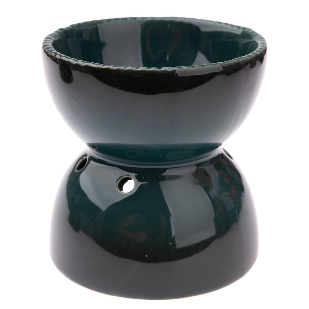 Ciemnozielona ceramiczna lampka aromatyczna Dakls, wys. 11,5 cm