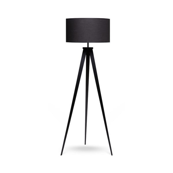 Lampa stojąca z metalowymi nogami i czarnym kloszem loomi.design Kiki