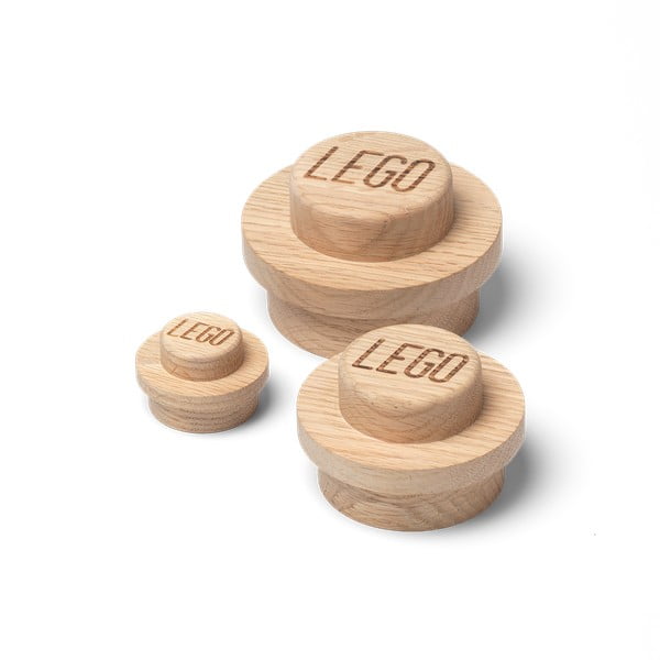Zestaw 3 dębowych haczyków ściennych LEGO® Wood