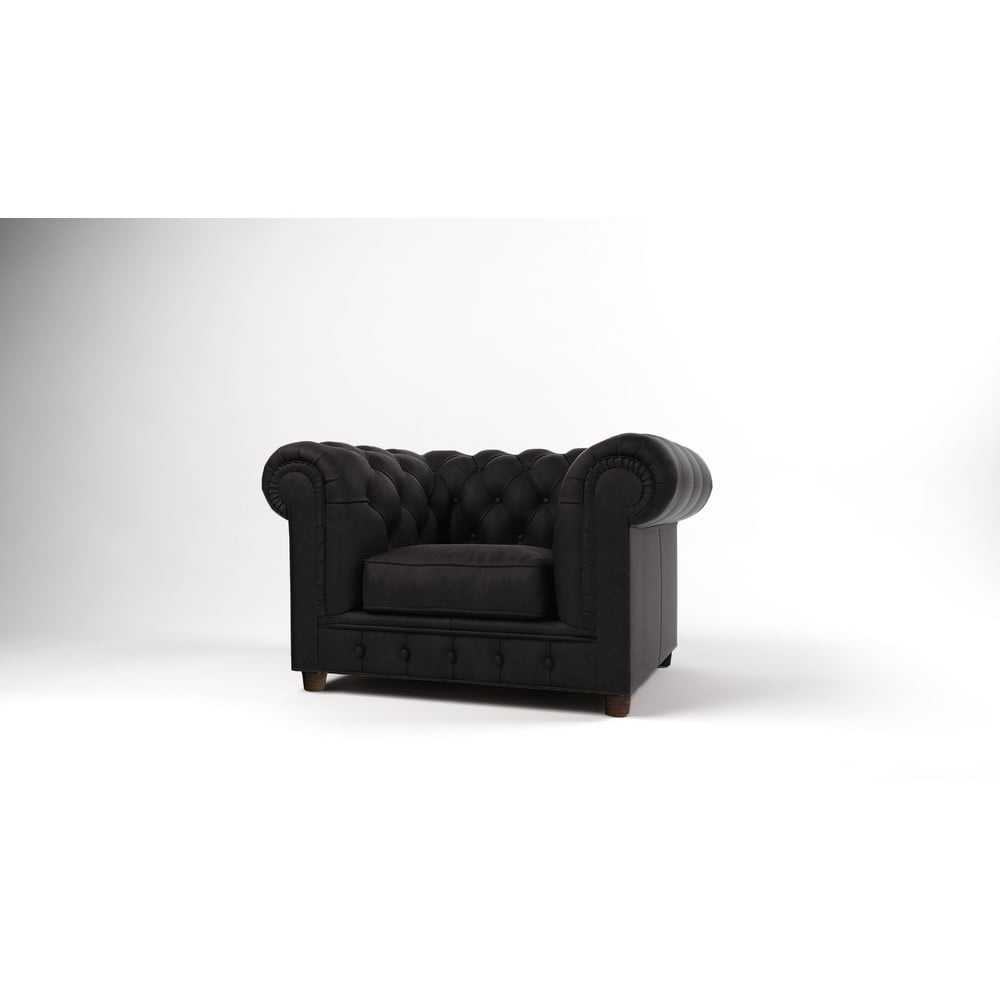 Zdjęcia - Sofa Cambridge Czarny aksamitny fotel  – Ropez 