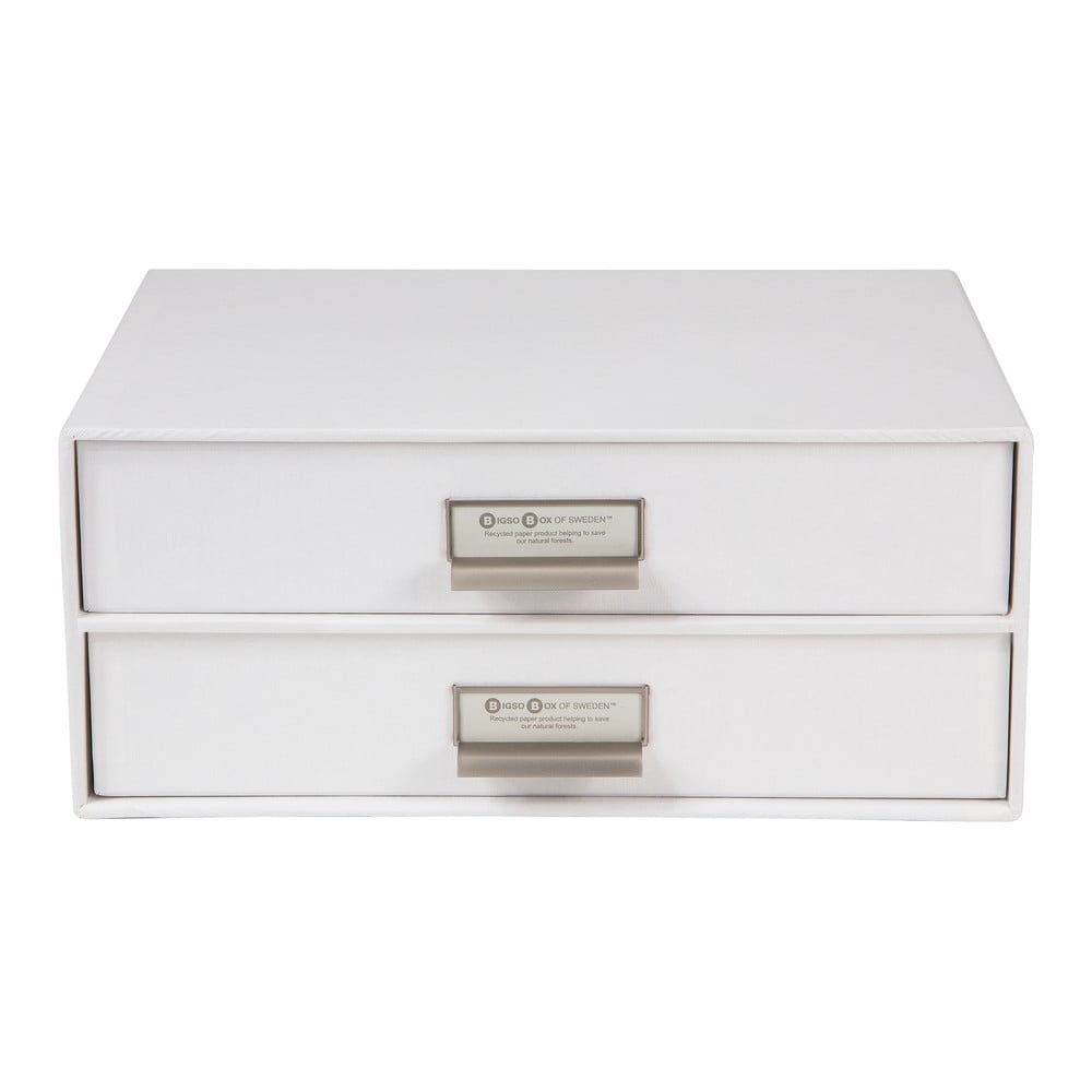 Biały 2-piętrowy pojemnik z szufladami na dokumenty Bigso Box of Sweden Birger, 33x22,5 cm
