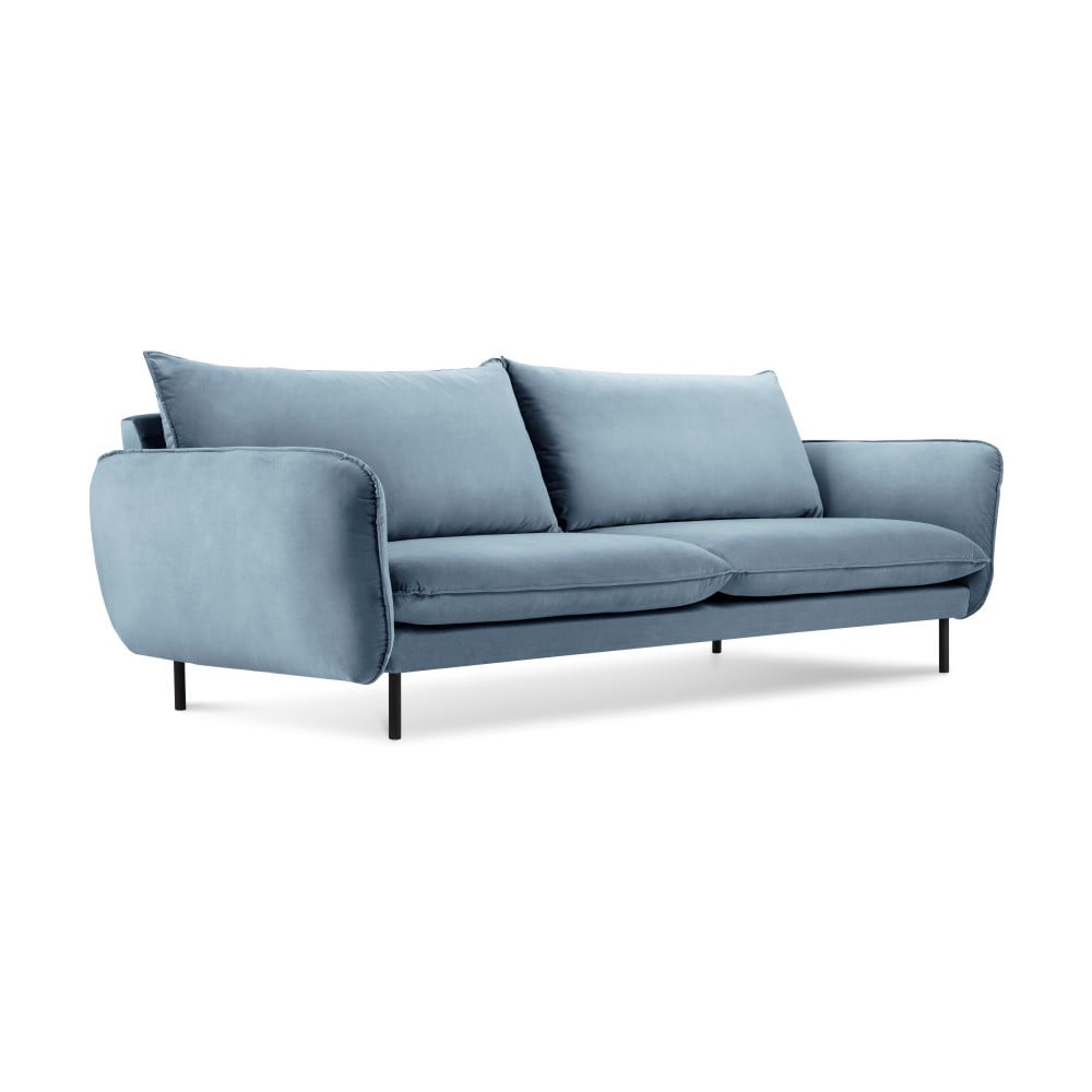 Jasnoniebieska aksamitna sofa Cosmopolitan Design Vienna, 230 cm