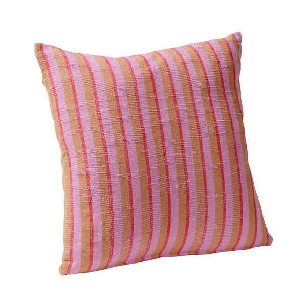 Rożowo-brązowa bawełniana poduszka Hübsch Rita, 50x50 cm
