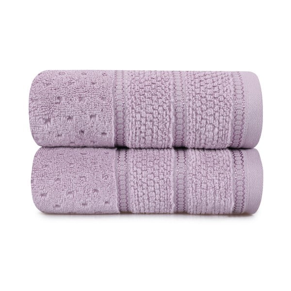Zestaw 2 fioletowych bawełnianych ręczników Hobby Arella, 50x90 cm