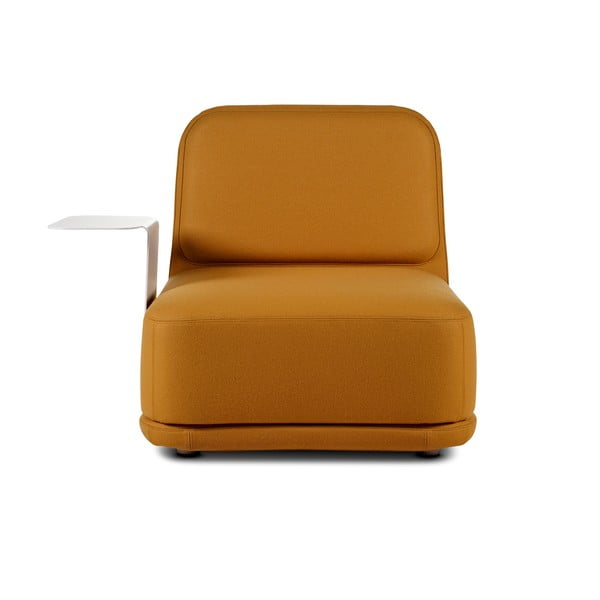 Pomarańczowy fotel z białym metalowym stolikiem Softline Standby Medium + Side Table