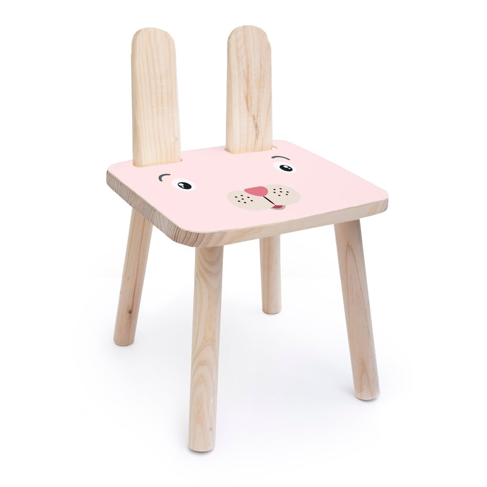 Dziecięce krzesło z litej sosny Little Nice Things Rose Bunny