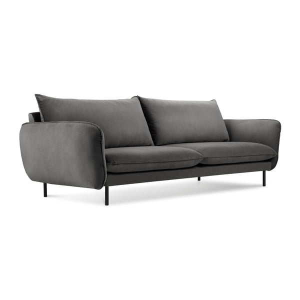Ciemnoszara aksamitna sofa Cosmopolitan Design Vienna, 230 cm