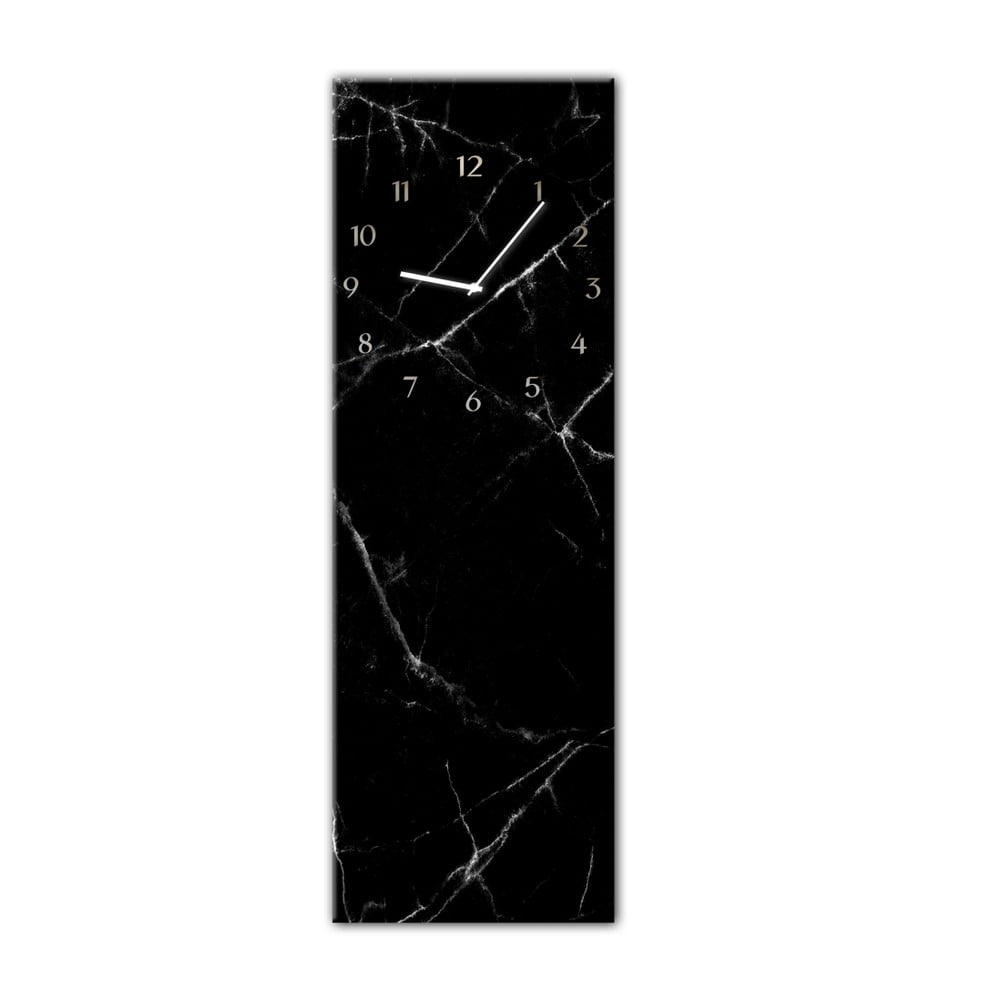 Фото - Настінний годинник Zegar ścienny Styler Glassclock Black Marble, 20x60 cm czarny,biały