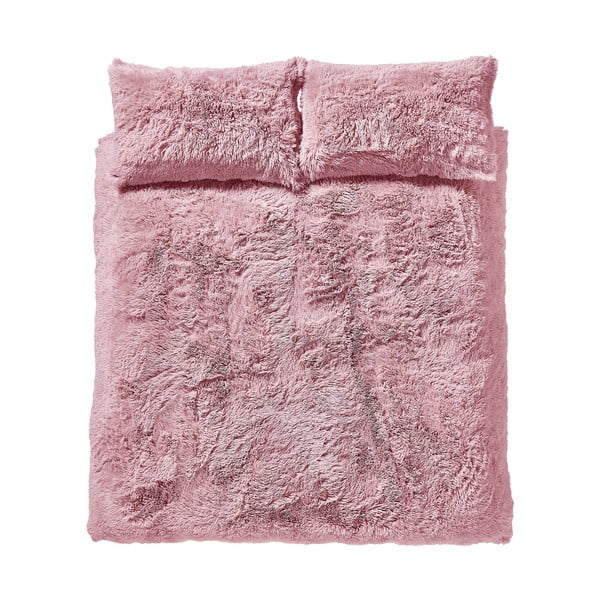 Różowa pościel z mikropluszu Catherine Lansfield Cuddly, 135x200 cm