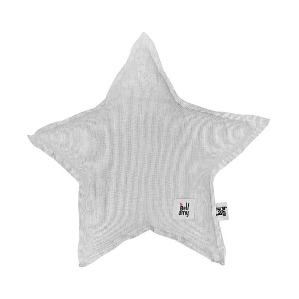 Szara lniana poduszka dziecięca w kształcie gwiazdki BELLAMY Stripes