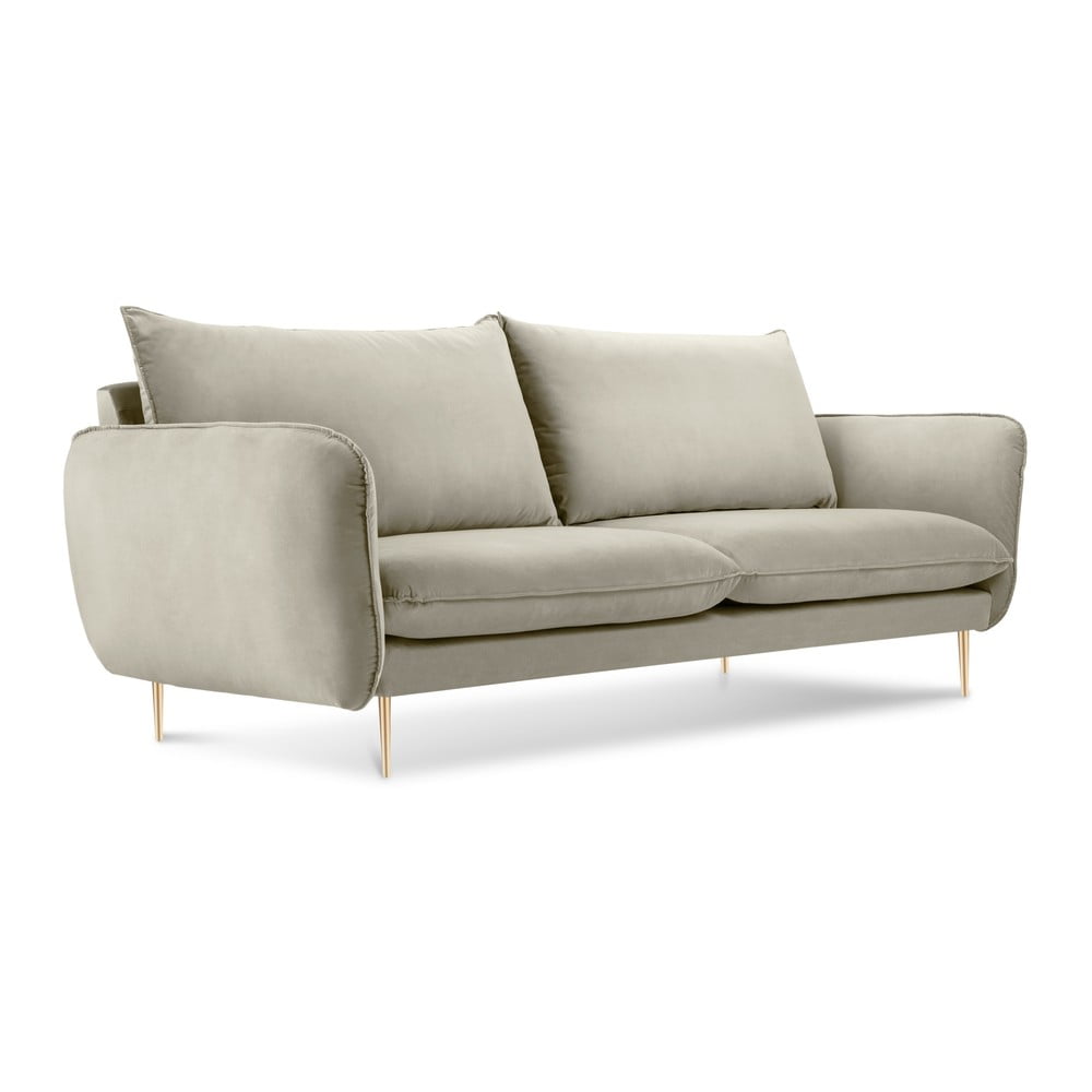 Beżowa aksamitna sofa Cosmopolitan Design Florence, 160 cm