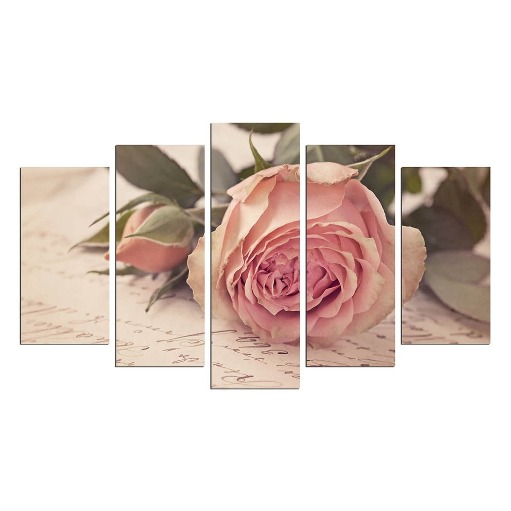 Obraz wieloczęściowy Love Letter With A Rose, 110x60 cm