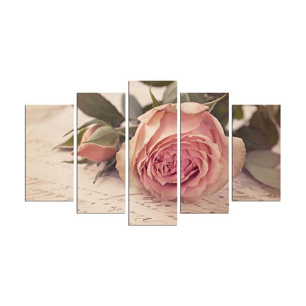 Obraz wieloczęściowy Love Letter With A Rose, 110x60 cm
