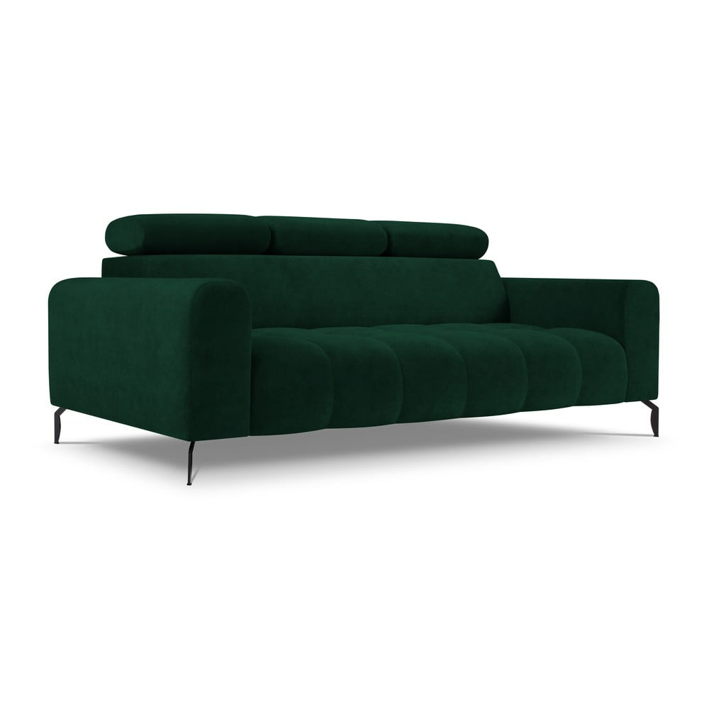 Ciemnozielona sofa z funkcją relaks z aksamitną powierzchnią Milo Casa Nico