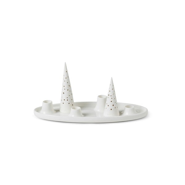 Biały porcelanowy adwentowy świecznik Kähler Design Nobili, dł. 33 cm