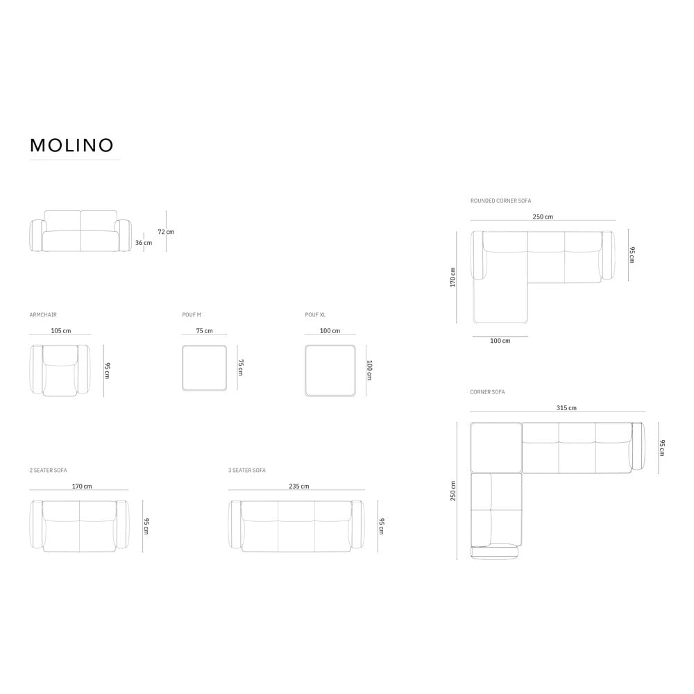 Ciemnoszary fotel z materiału bouclé Molino – Micadoni Home