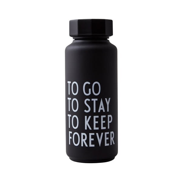 Czarna butelka termiczna Design Letters Forever, 500 ml