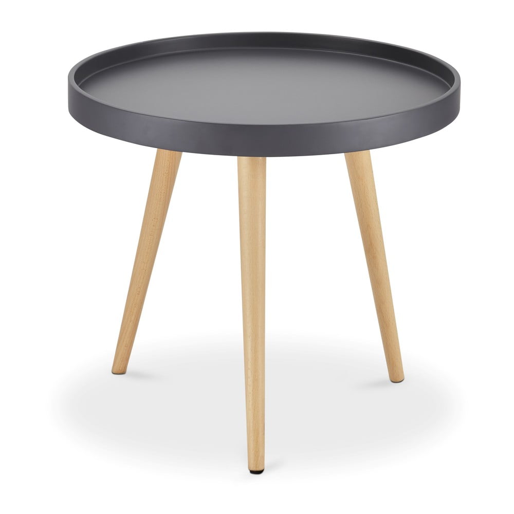Szary stolik z nogami z drewna bukowego Furnhouse Opus, Ø 50 cm