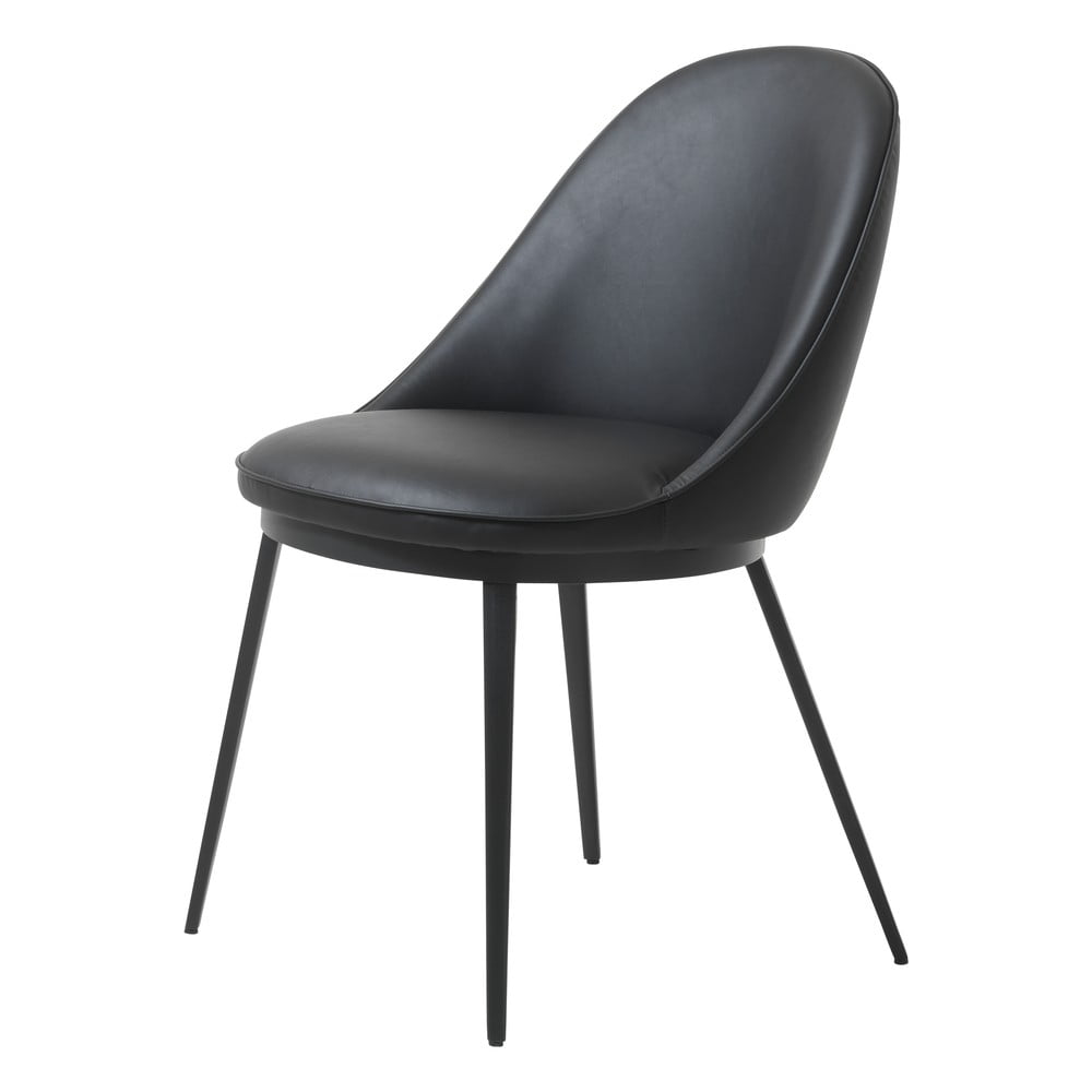 Czarne krzesło do jadalni z imitacji skóry Unique Furniture Gain
