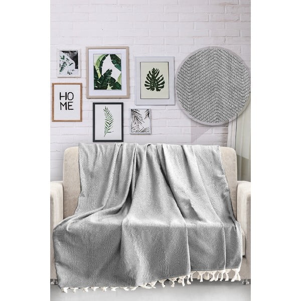 Szara bawełniana narzuta na łóżko Viaden HN, 170x230 cm