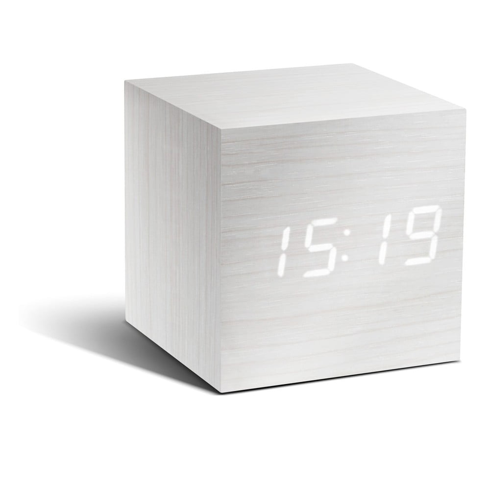 Zdjęcia - Radioodbiorniki / zegar Gingko Biały budzik z białym wyświetlaczem LED  Cube Click Clock 