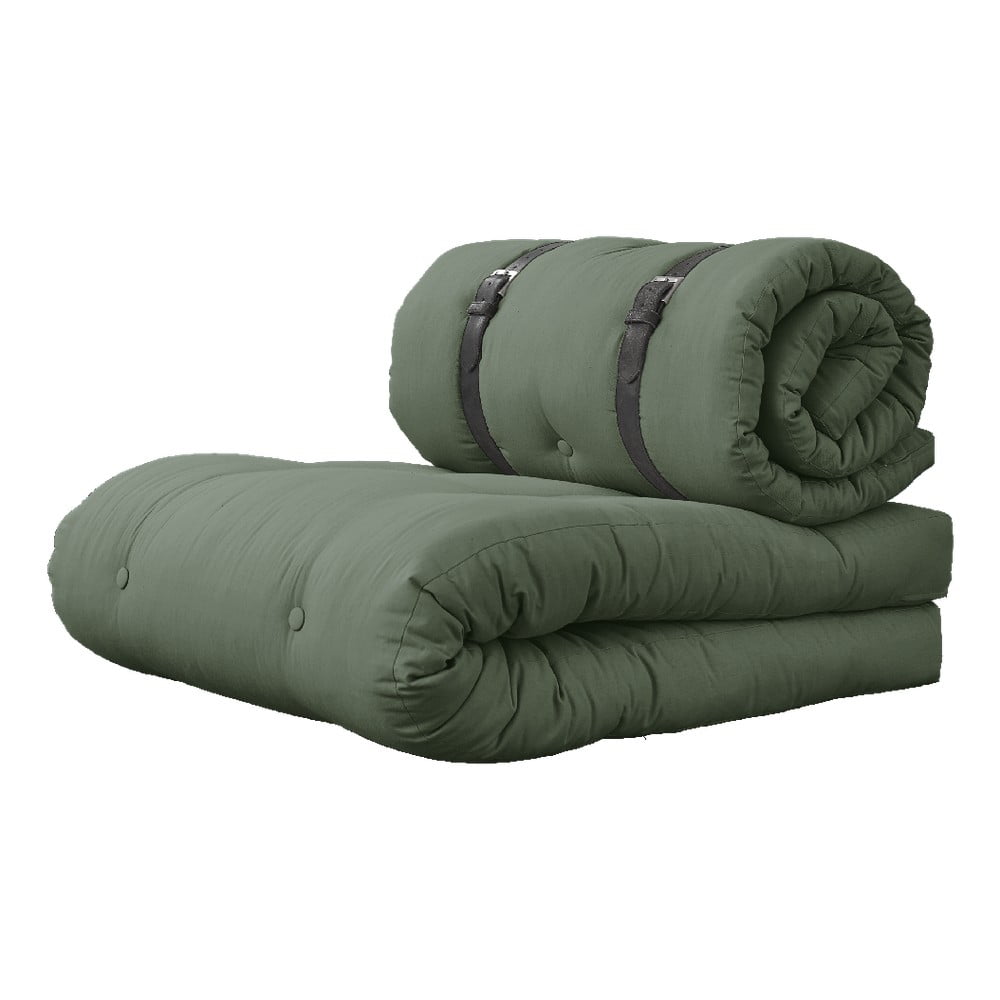 Rozkładany fotel z zielonym obiciem Karup Design Buckle Up Green