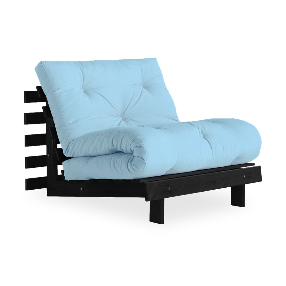Fotel rozkładany z jasnoniebieskim pokryciem Karup Design Roots Black/Light Blue