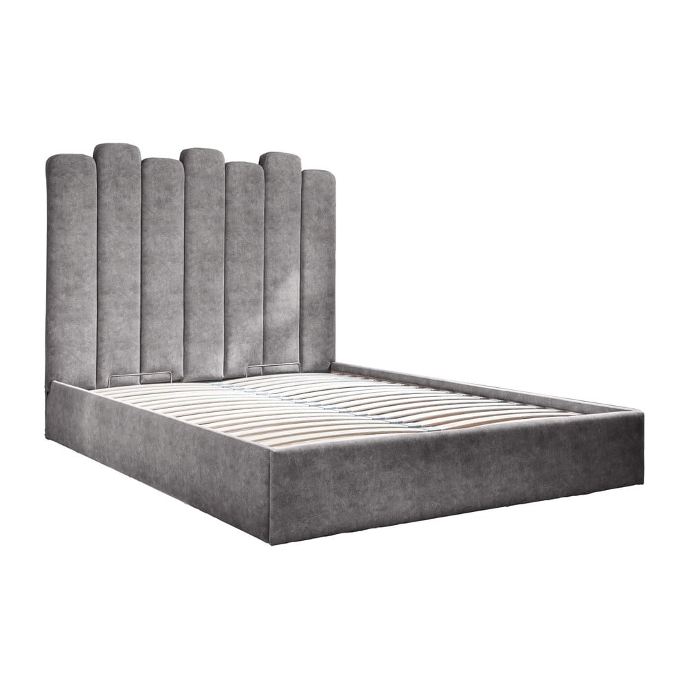 Фото - Каркас для ліжка Aurora Szare tapicerowane łóżko dwuosobowe ze schowkiem i stelażem 160x200 cm Dre 