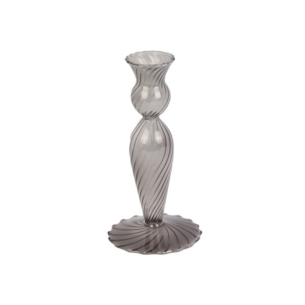 Szary szklany świecznik PT LIVING Swirl, wys. 17 cm