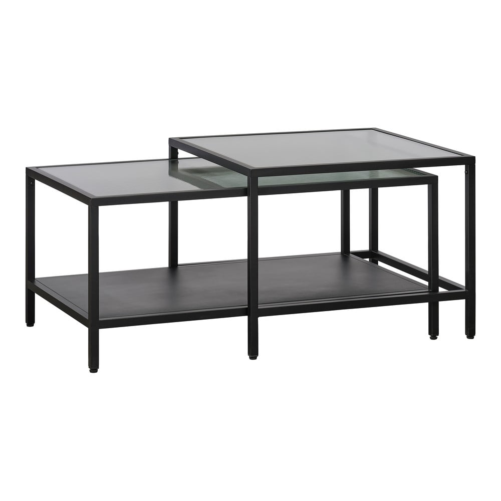 Czarne szklane stoliki zestaw 2 szt. 60x60 cm Bronco – Unique Furniture