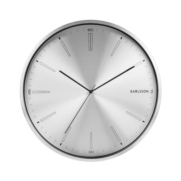 Szary metalowy zegar Karlsson Distinct, ø 40 cm