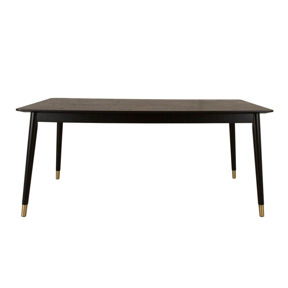 Czarny stół z drewna kauczukowego Canett Nelly, 180 x 90 cm