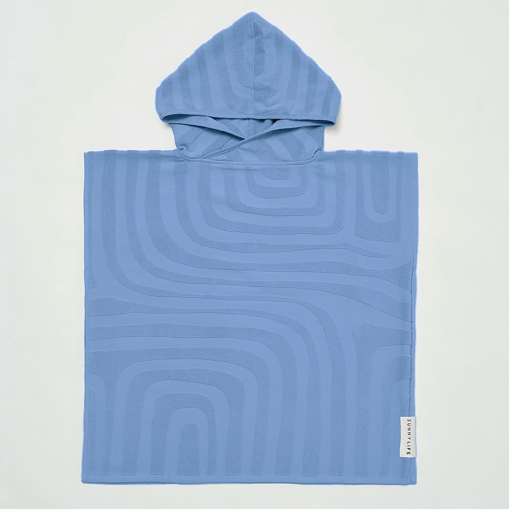 Niebieski dziecięcy ręcznik plażowy z kapturem Sunnylife Terry, 6-9 lat
