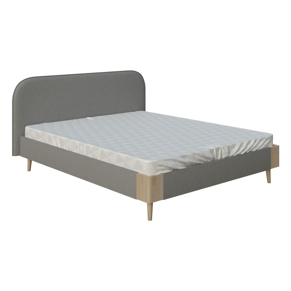 Szare łóżko dwuosobowe DlaSpania Lagom Plain Soft, 140x200 cm