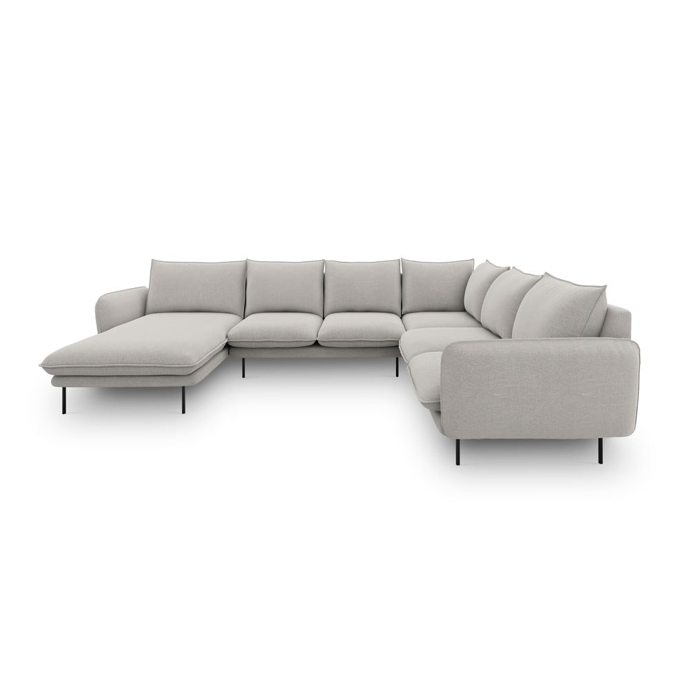 Jasnoszara sofa w kształcie litery U Cosmopolitan Design Vienna, prawostronna