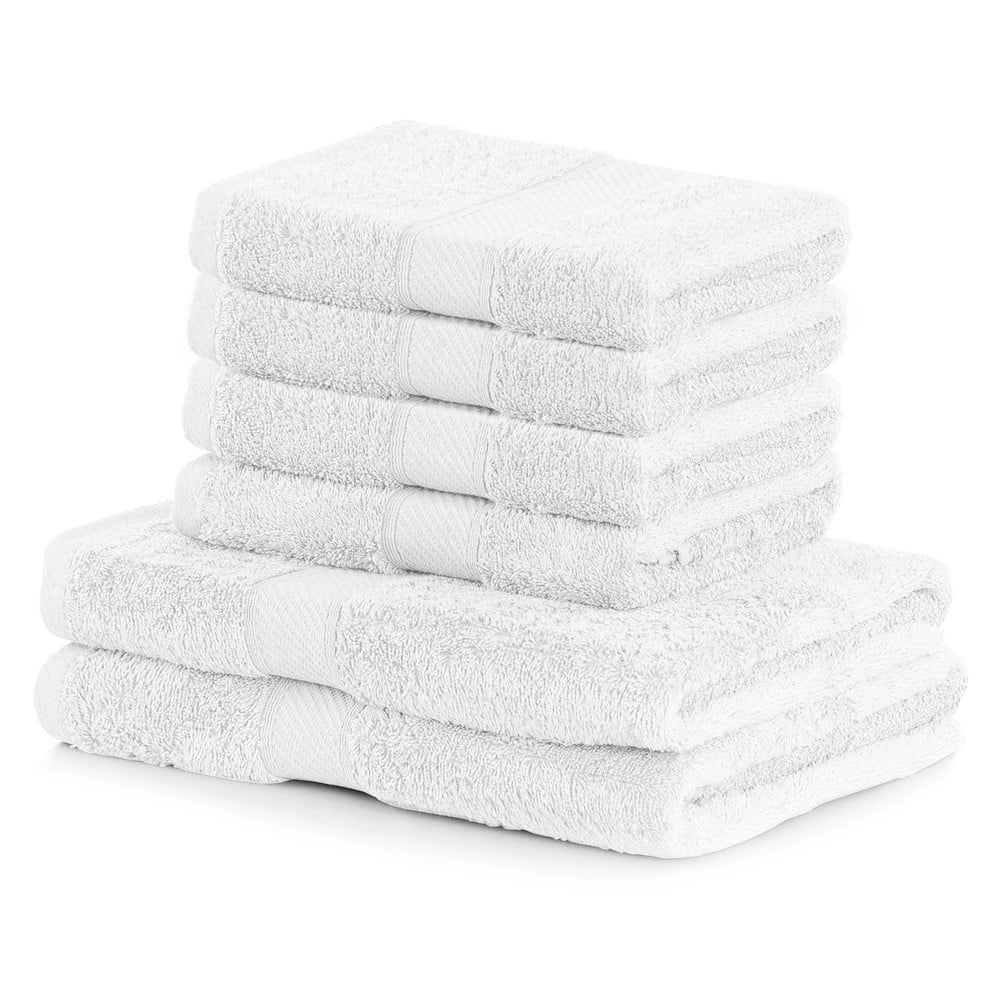 Komplet 6 białych ręczników AmeliaHome Bamby White