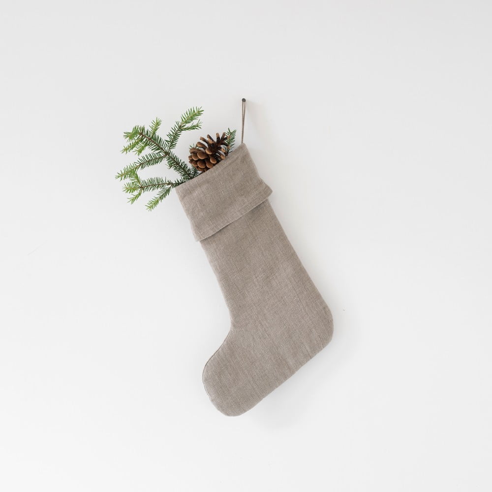 Świąteczna lniana wisząca dekoracja w kształcie skarpety Linen Tales Christmas Stocking