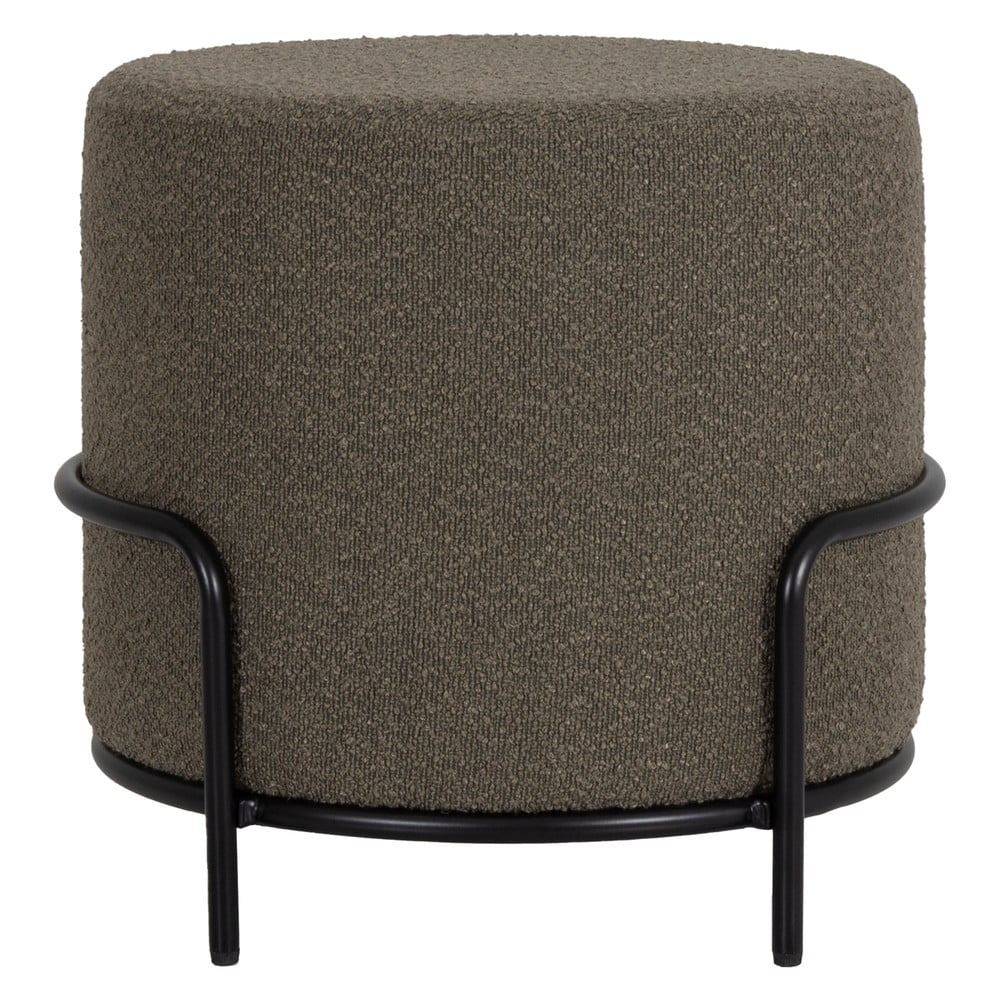 Brązowy taboret z materiału bouclé Bouclé Carl – Tenzo