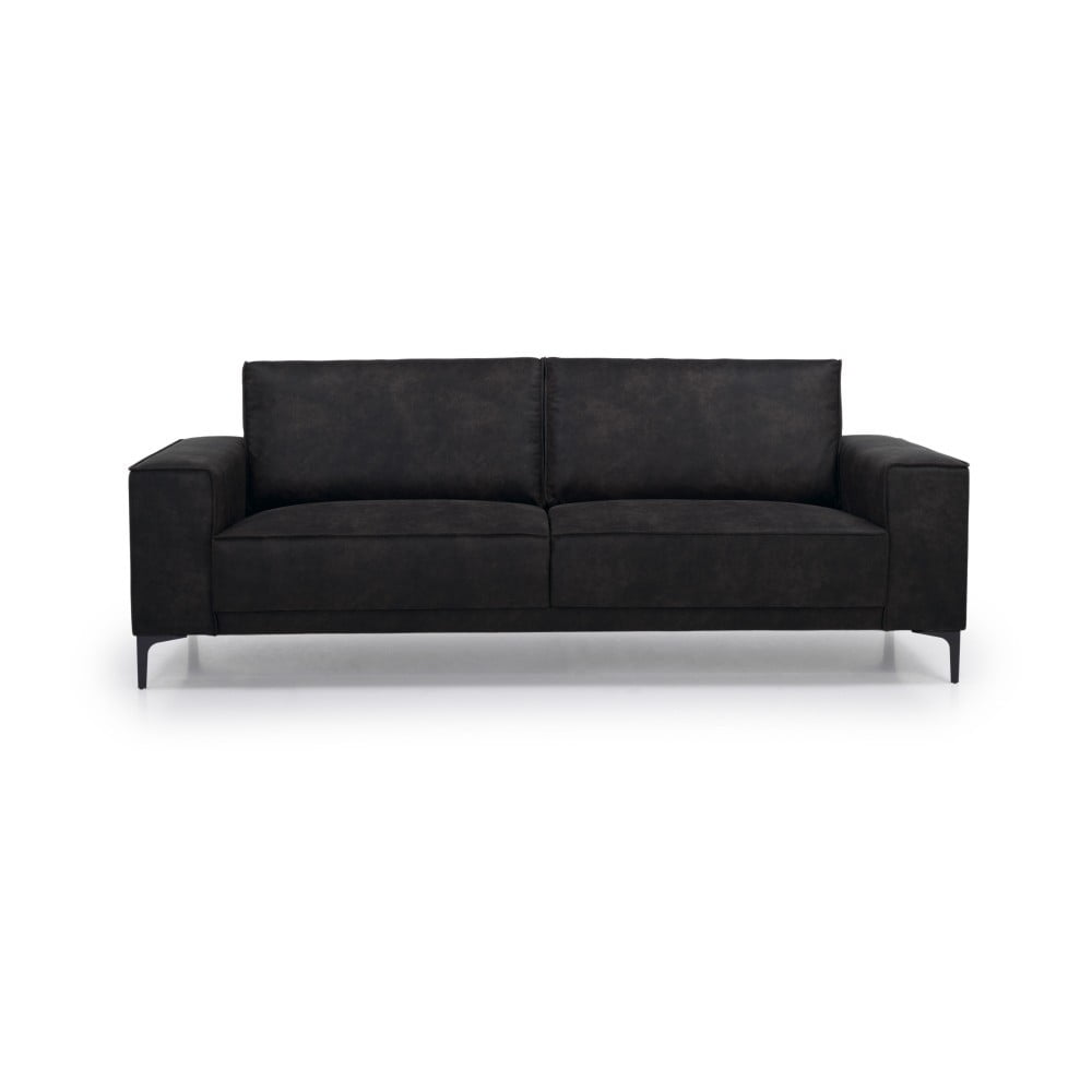 Antracytowa sofa z imitacji skóry Scandic Copenhagen, 224 cm