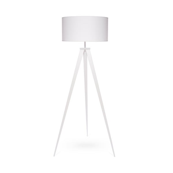 Lampa stojąca z białymi metalowymi nogami i białym kloszem Bonami Essentials Kiki