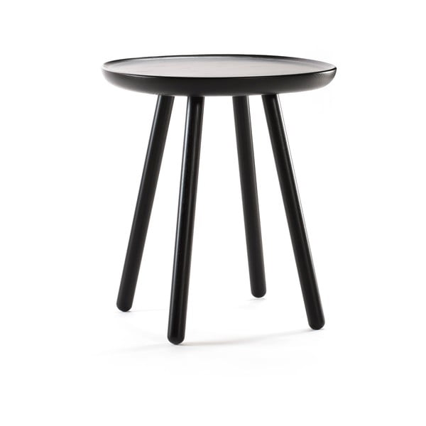 Czarny stolik z litego drewna EMKO Naïve, ø 45 cm