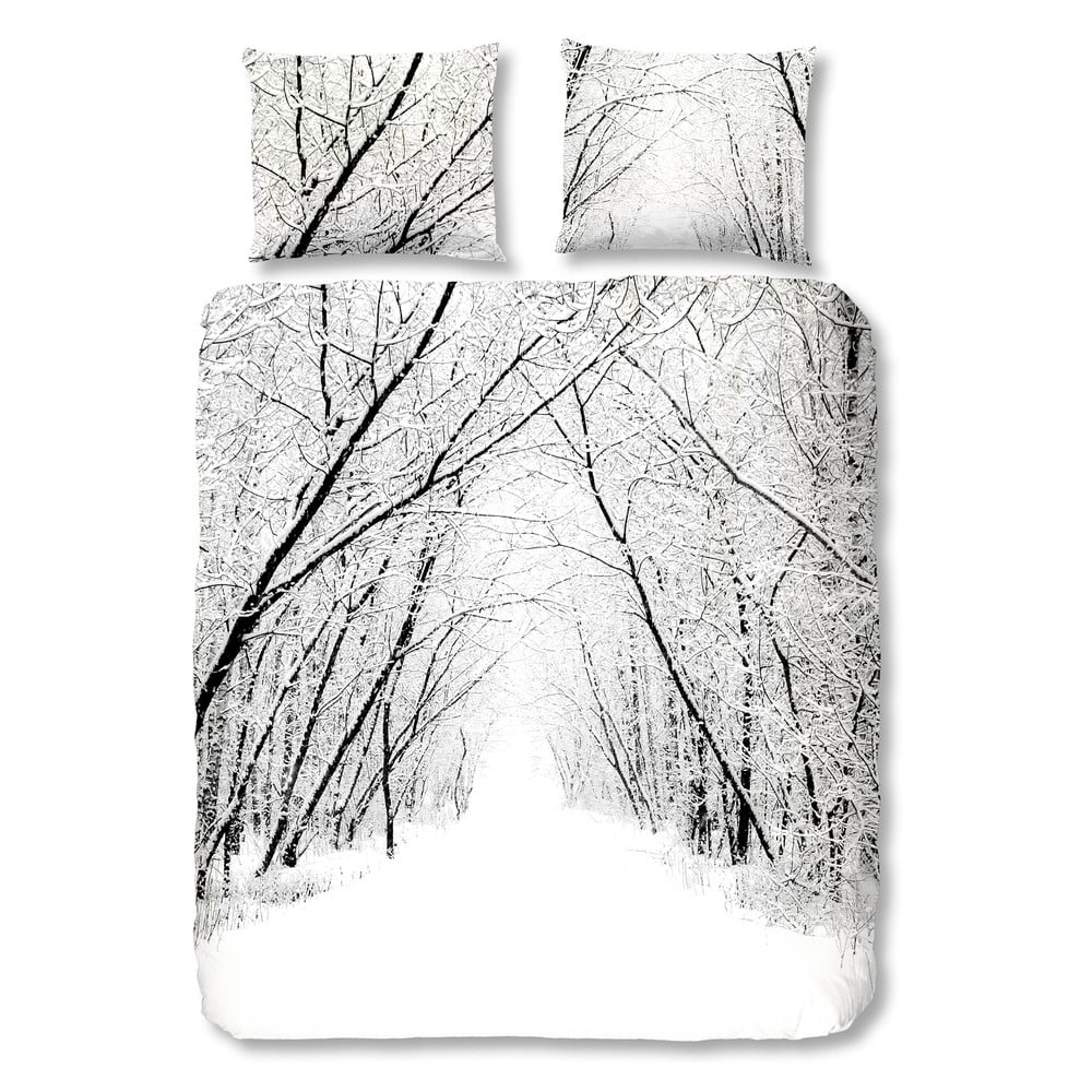 Biała pościel flanelowa Muller Textiel Forest, 140x200 cm