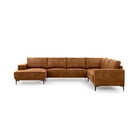 Koniakowa sofa w kształcie litery U z imitacji skóry Scandic Copenhagen, lewostronna