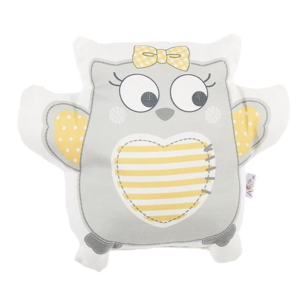 Szara poduszka dziecięca z domieszką bawełny Mike & Co. NEW YORK Pillow Toy Owl, 32x26 cm