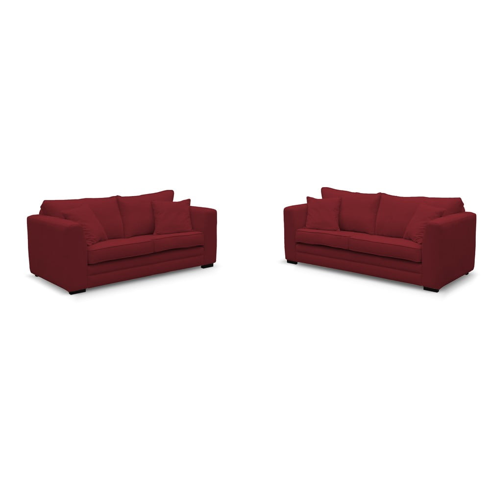 Zestaw 2 czerwonych sof, dwuosobowej i trzyosobowej Rodier Taffetas