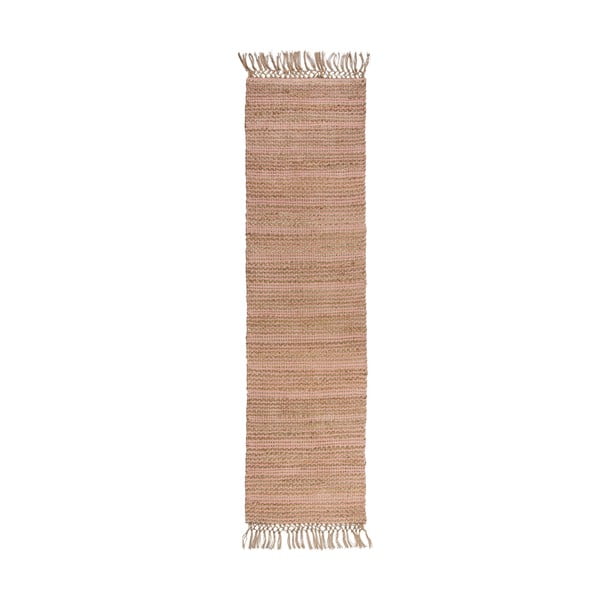 Różowy chodnik z juty Flair Rugs Equinox, 60x230 cm