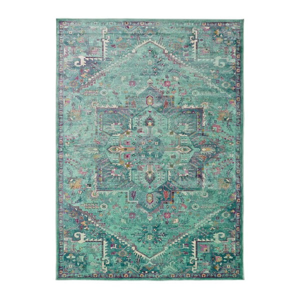 Turkusowy dywan z wiskozy Universal Lara, 140x200 cm