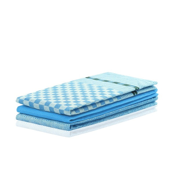 Zestaw 3 niebieskich ścierek bawełnianych DecoKing Louie, 50x70 cm