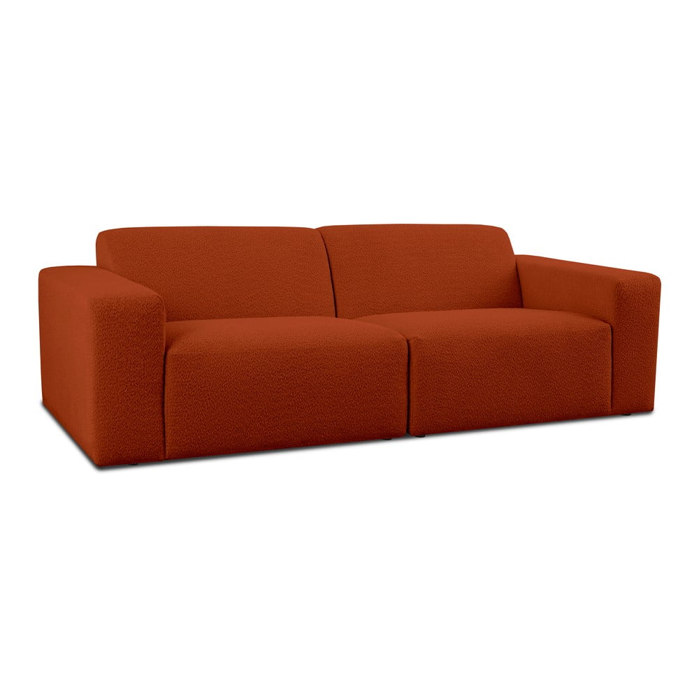 Ceglasta sofa z materiału bouclé 228 cm Roxy – Scandic